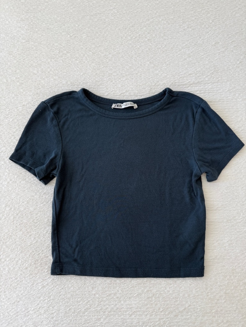 Zara Navy Short Sleeve Crewneck Tee